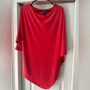 Clara Sun Woo Asymmetric Hem Short Sleeve Tunic Handkerchief Women XL Coral Pink